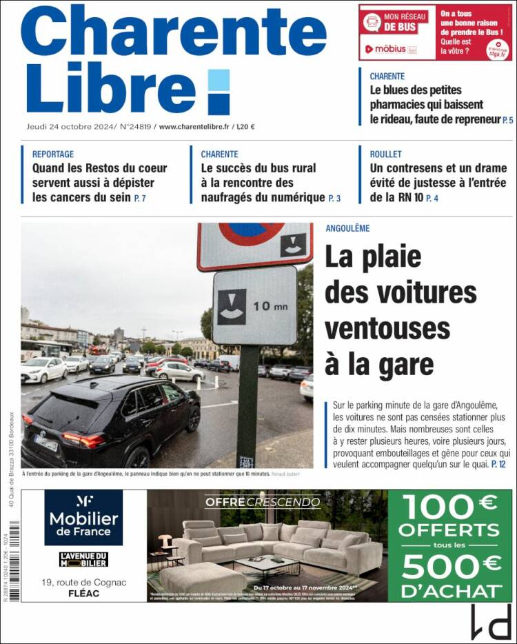 Portada de Charente Libre (Francia)
