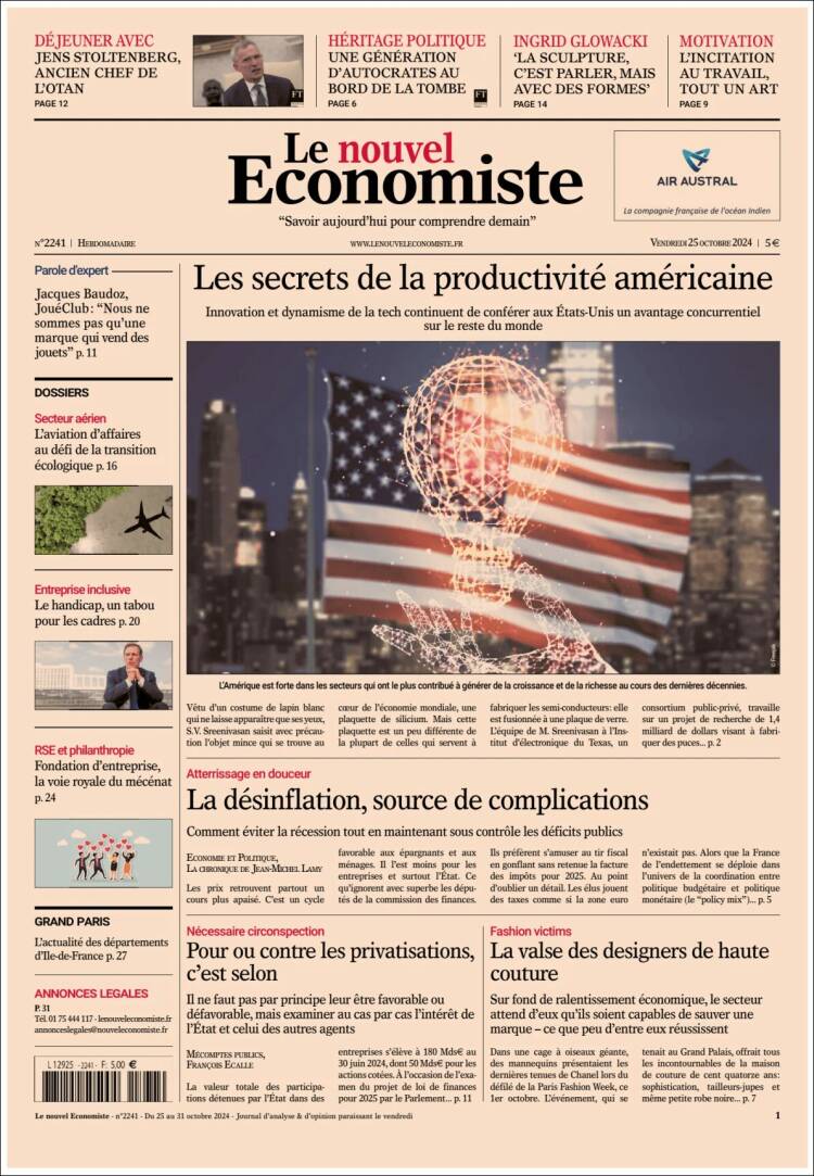 Portada de Le nouvel Economiste (Francia)