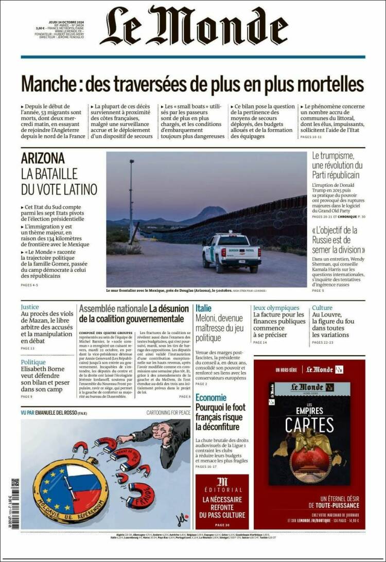 Portada de Le Monde (Francia)