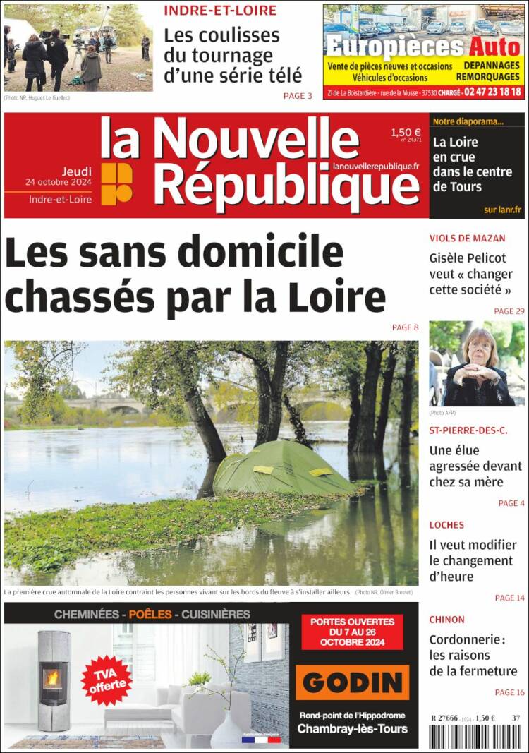 Portada de La Nouvelle Republique (Francia)