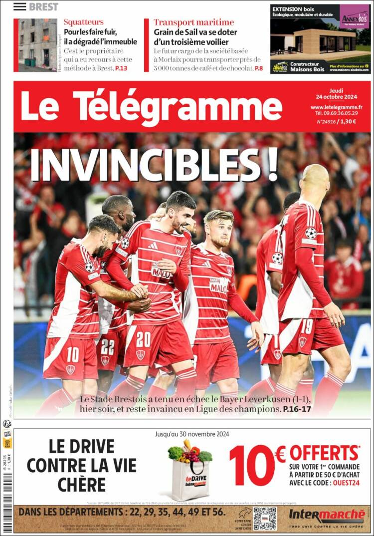 Portada de Télégramme (Francia)