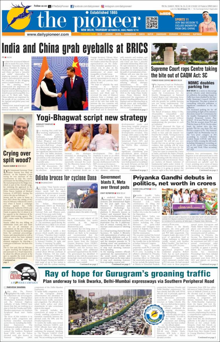 Portada de The Pioneer (India)