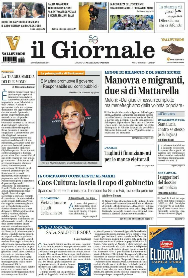 Portada de il Giornale (Italia)