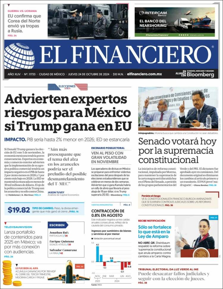 Portada de El Financiero (M&eacute;xico)