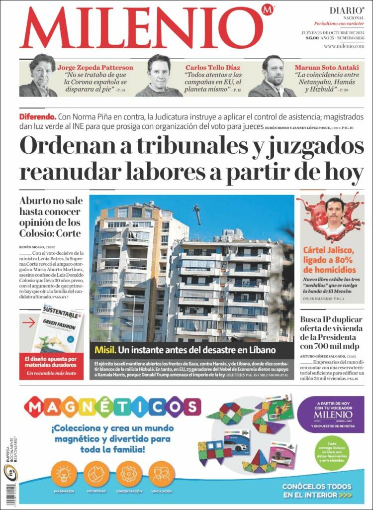 Portada de Milenio (M&eacute;xico)