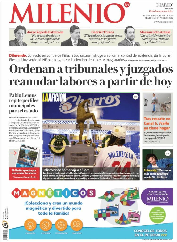 Portada de Milenio - Jalisco (M&eacute;xico)