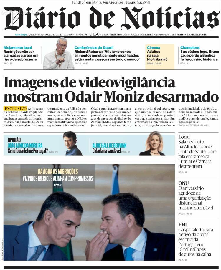 Portada de Diário de Noticias (Portugal)