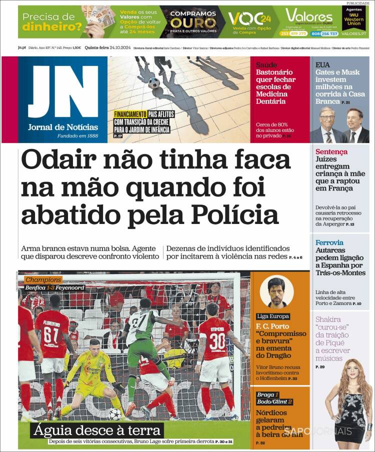 Portada de Jornal de Notícias (Portugal)
