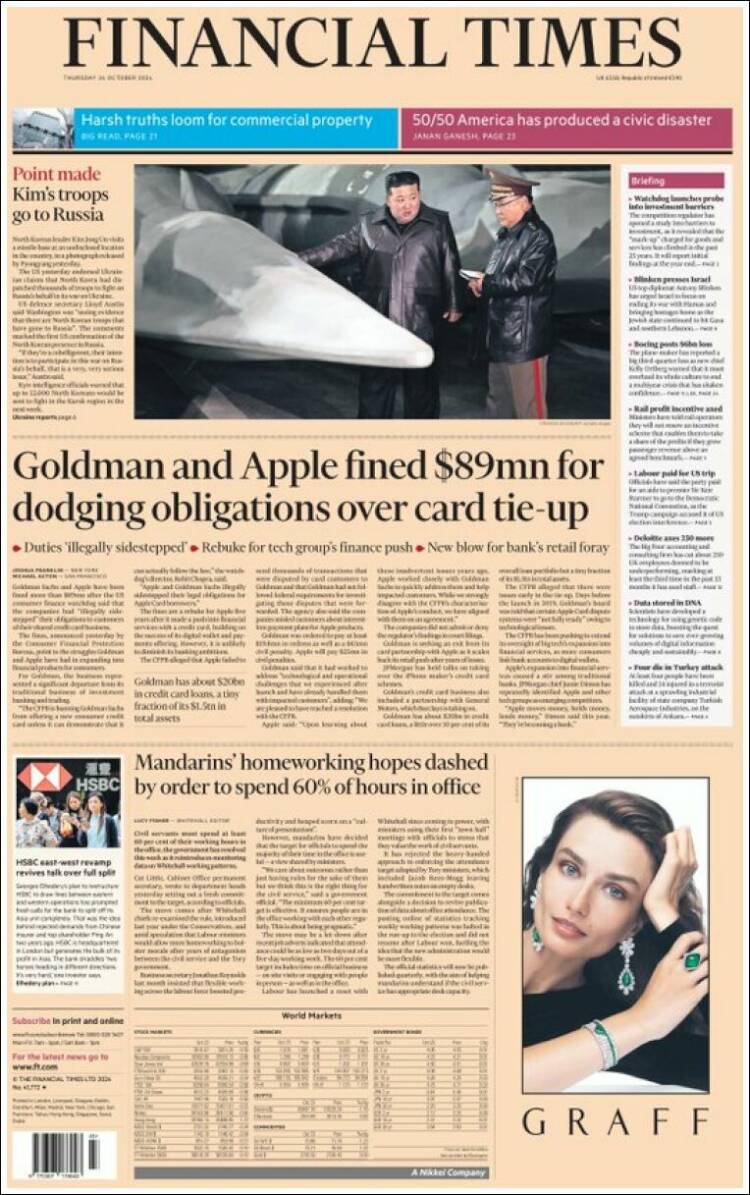 Portada de Financial Times (Reino Unido)