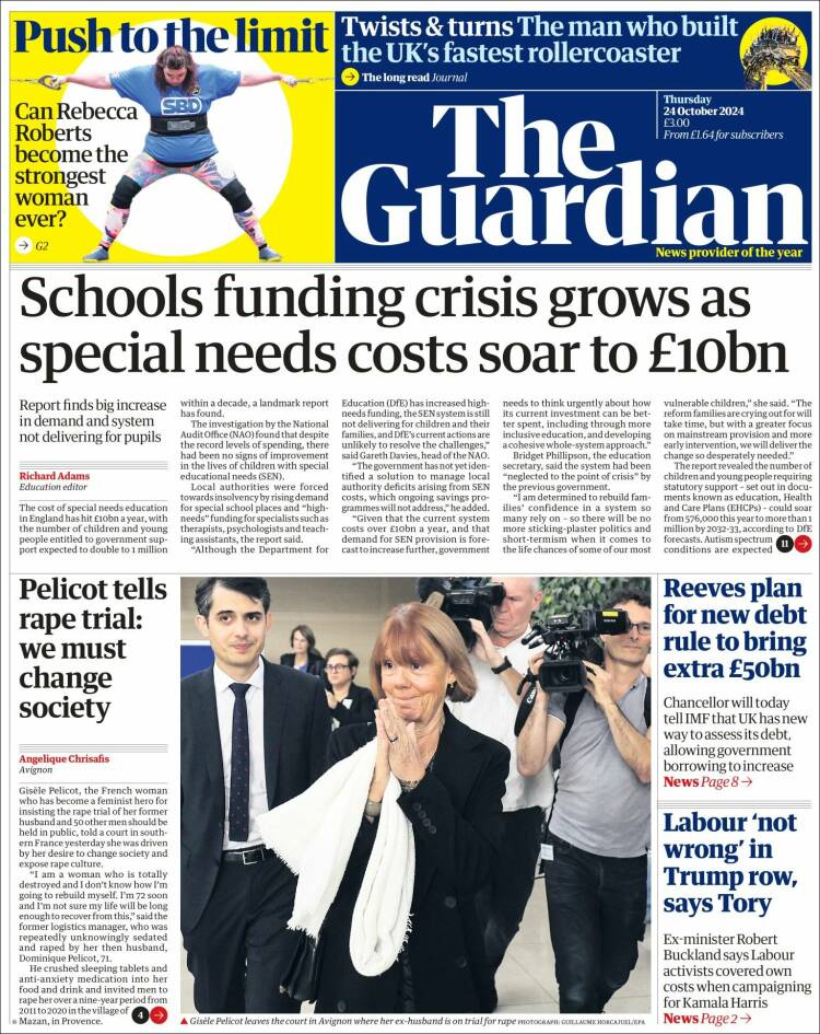 Portada de The Guardian (Reino Unido)