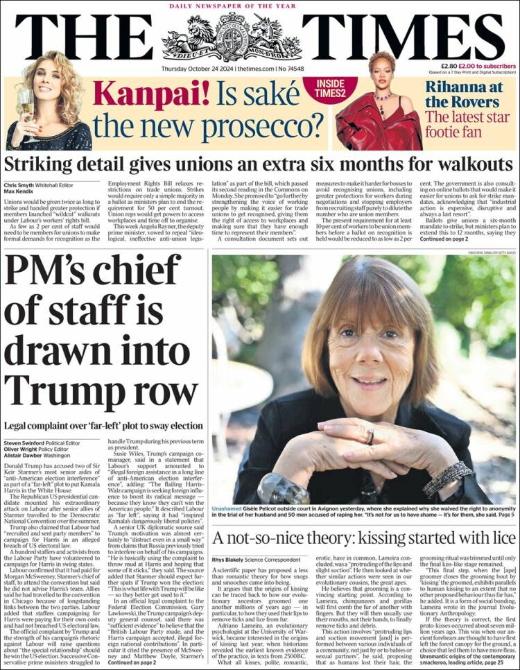 Portada de The Times (Reino Unido)