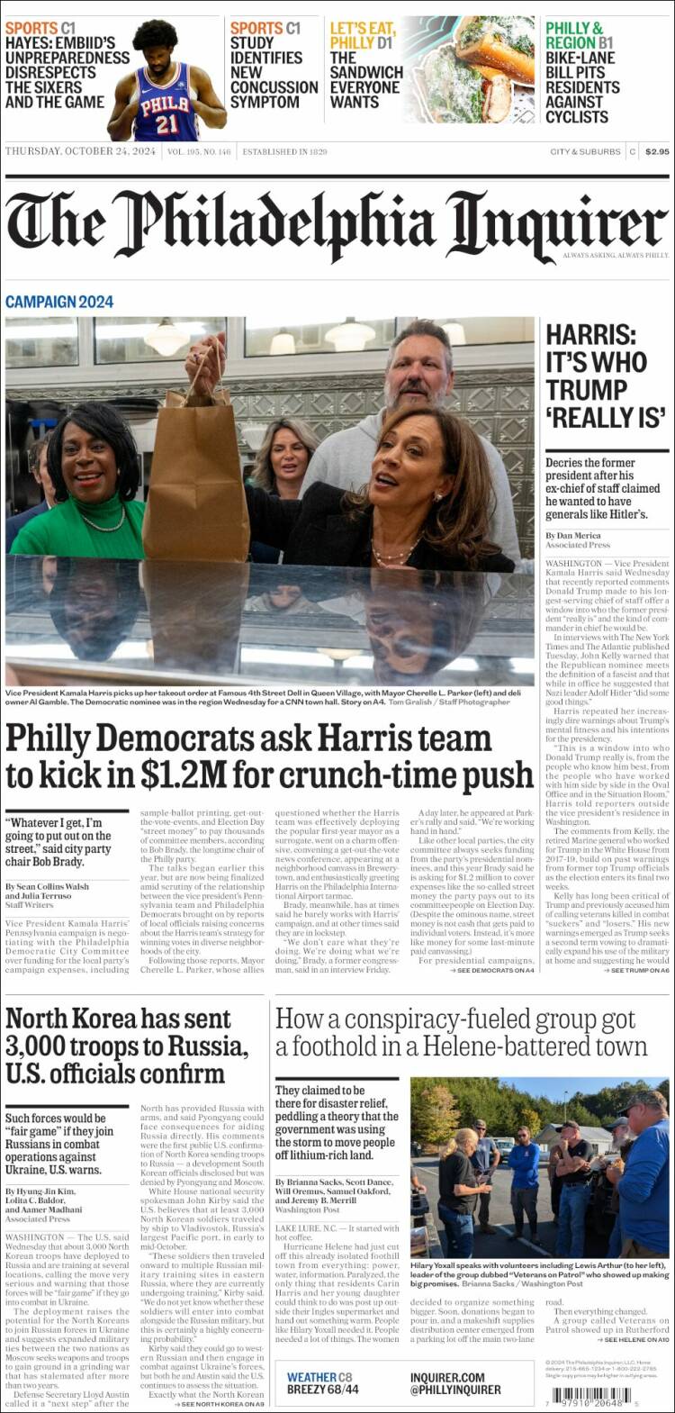 Portada de Philadelphia Inquirer (USA)
