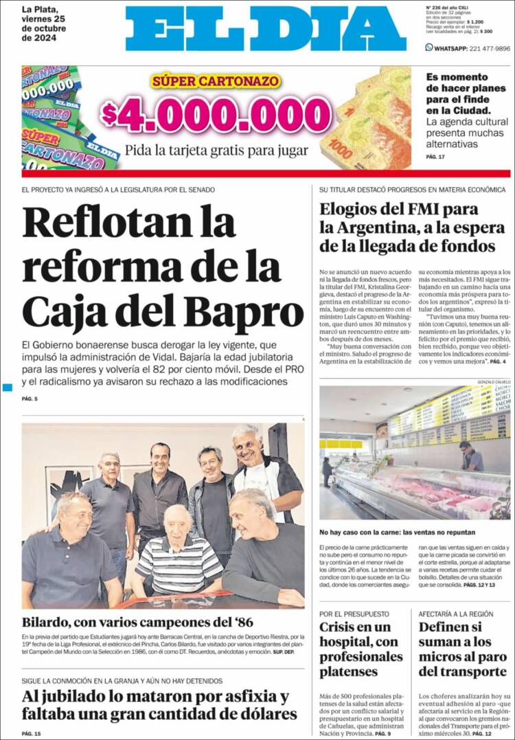 Portada de El Día de la Plata (Argentina)