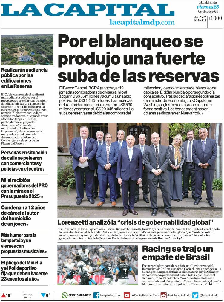 Portada de Diario La Capital - Mar del Plata (Argentina)