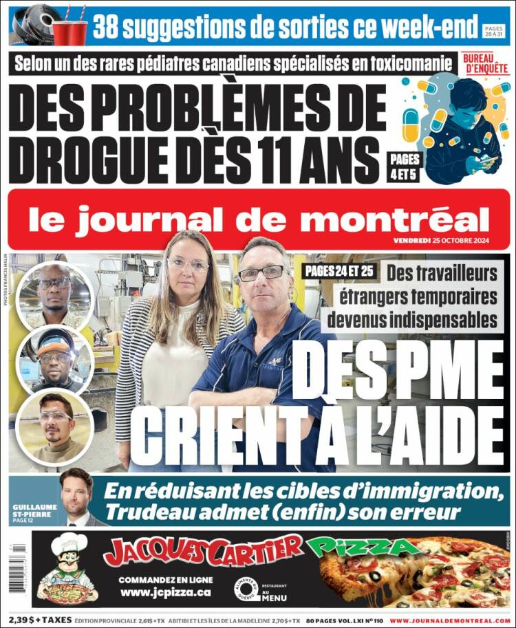 Portada de Le Journal de Montréal (Canadá)