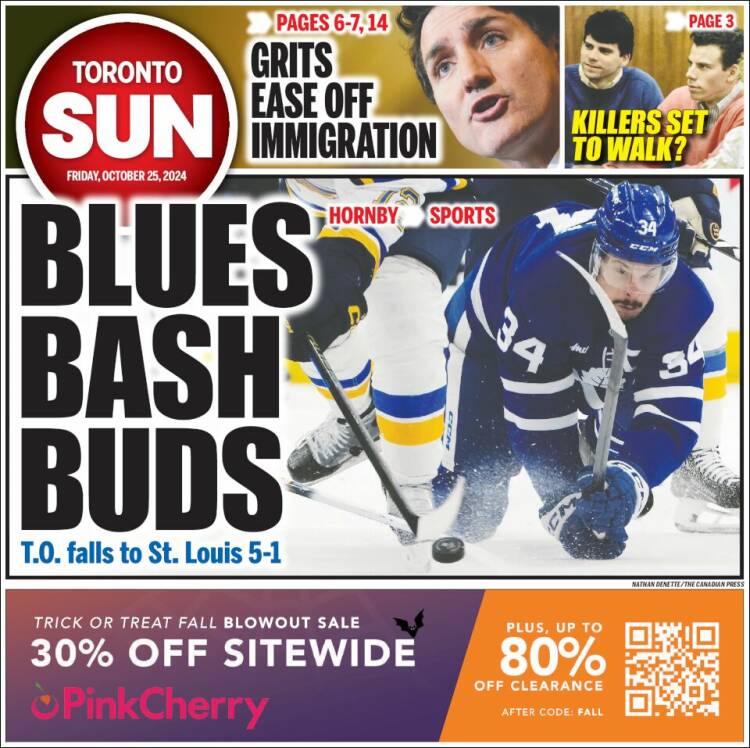 Portada de The Toronto Sun (Canadá)