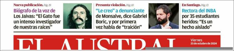 Portada de El Austral de Osorno (Chile)