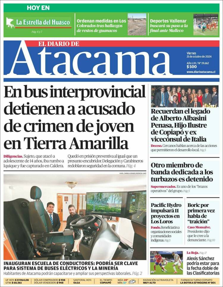 Portada de Diario de Atacama (Chile)
