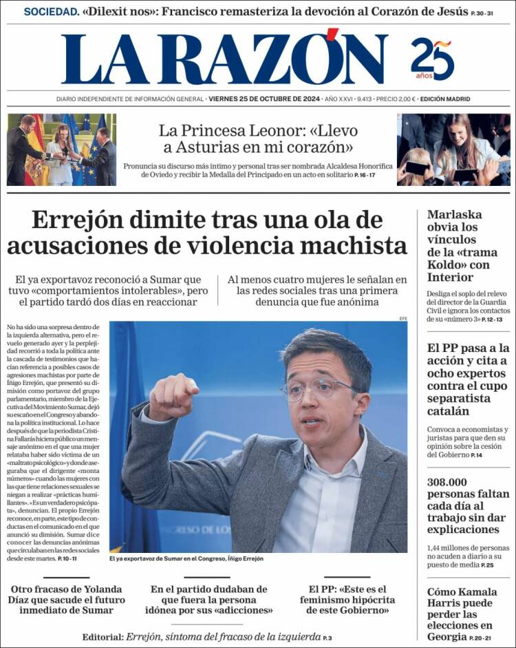 Portada de La Razón (España)