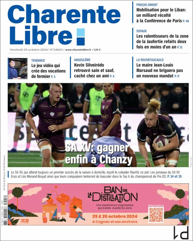 Portada de Charente Libre (Francia)
