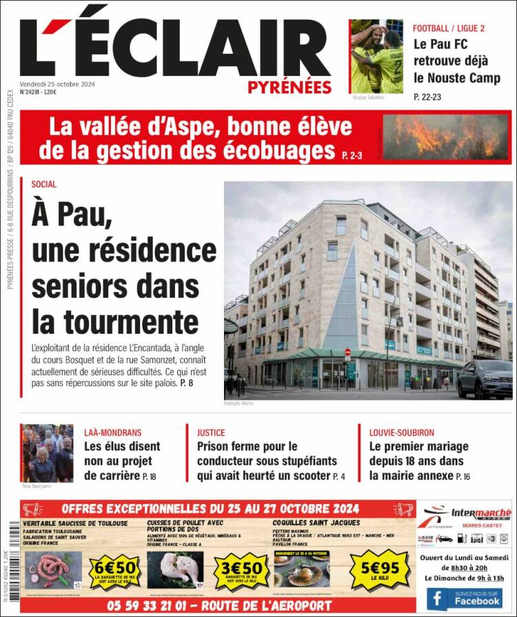 Portada de L'Eclair des Pyrénées (Francia)