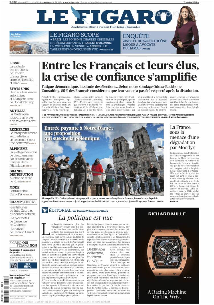 Portada de Le Figaro (Francia)