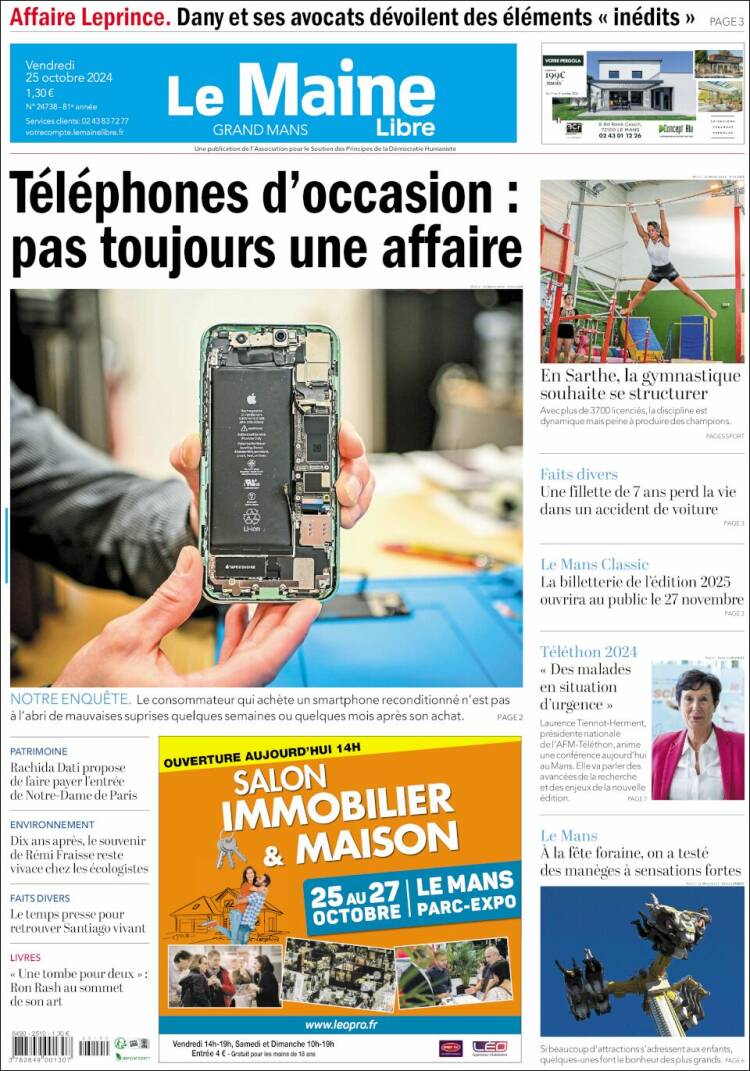 Portada de Le Maine Libre (Francia)