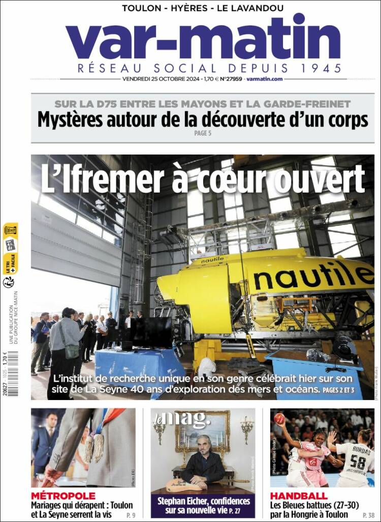 Portada de Var-Matin (Francia)