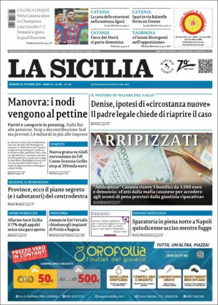 Portada de La Sicilia (Italia)