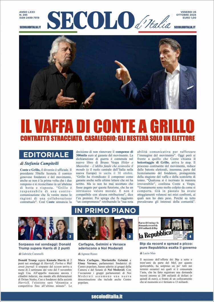 Portada de Secolo d'Italia (Italia)