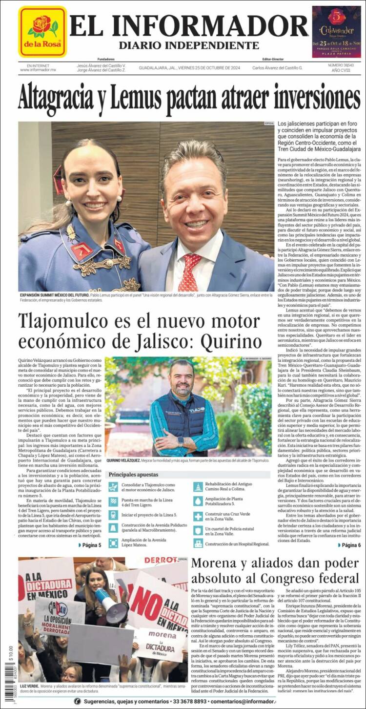 Portada de El Informador (México)