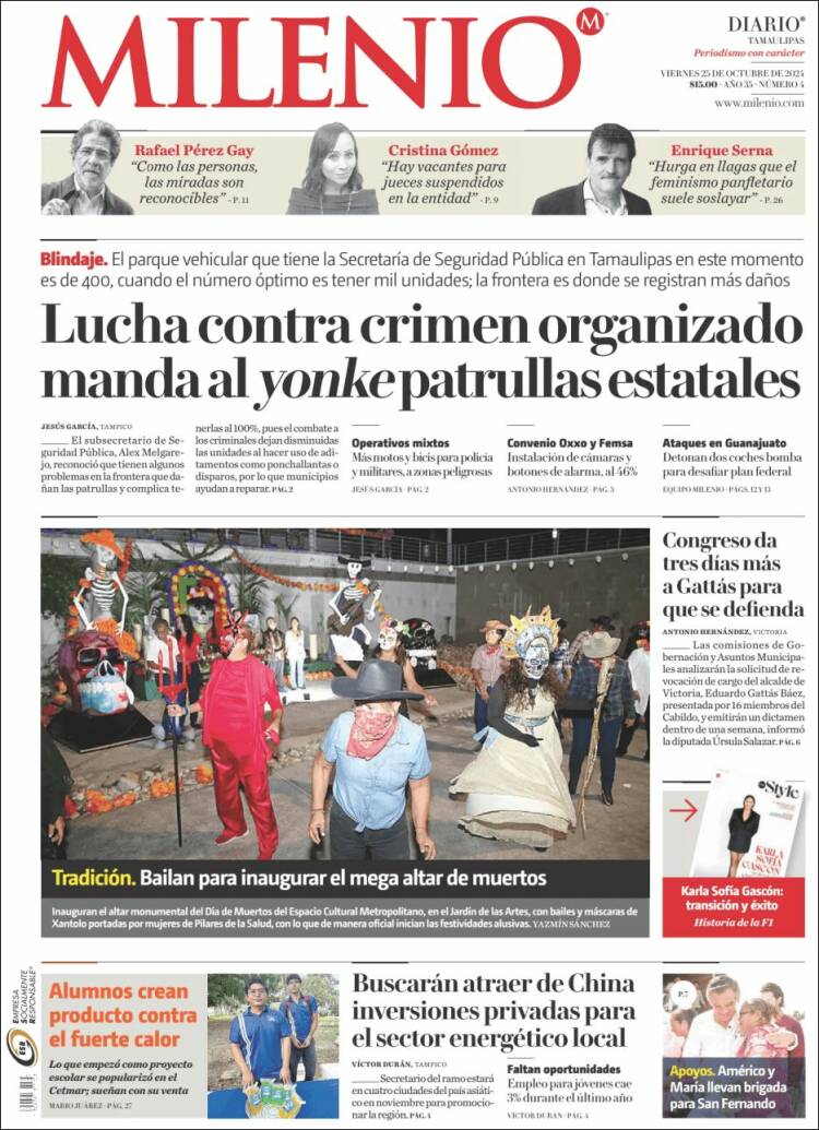 Portada de Milenio - Tamaulipas (México)