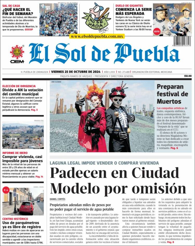 Portada de El Sol de Puebla (México)