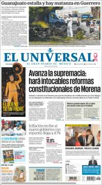 Portada de El Universal (México)