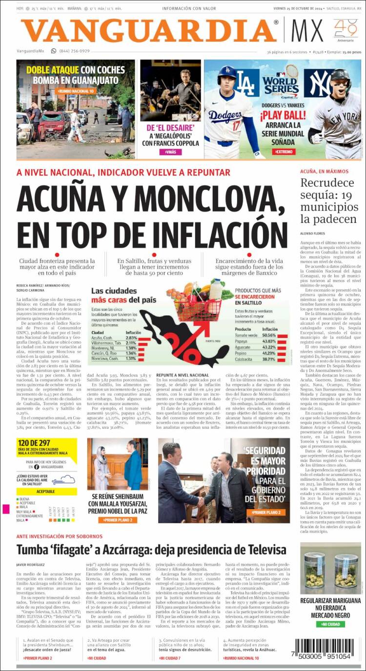 Portada de Vanguardia (México)