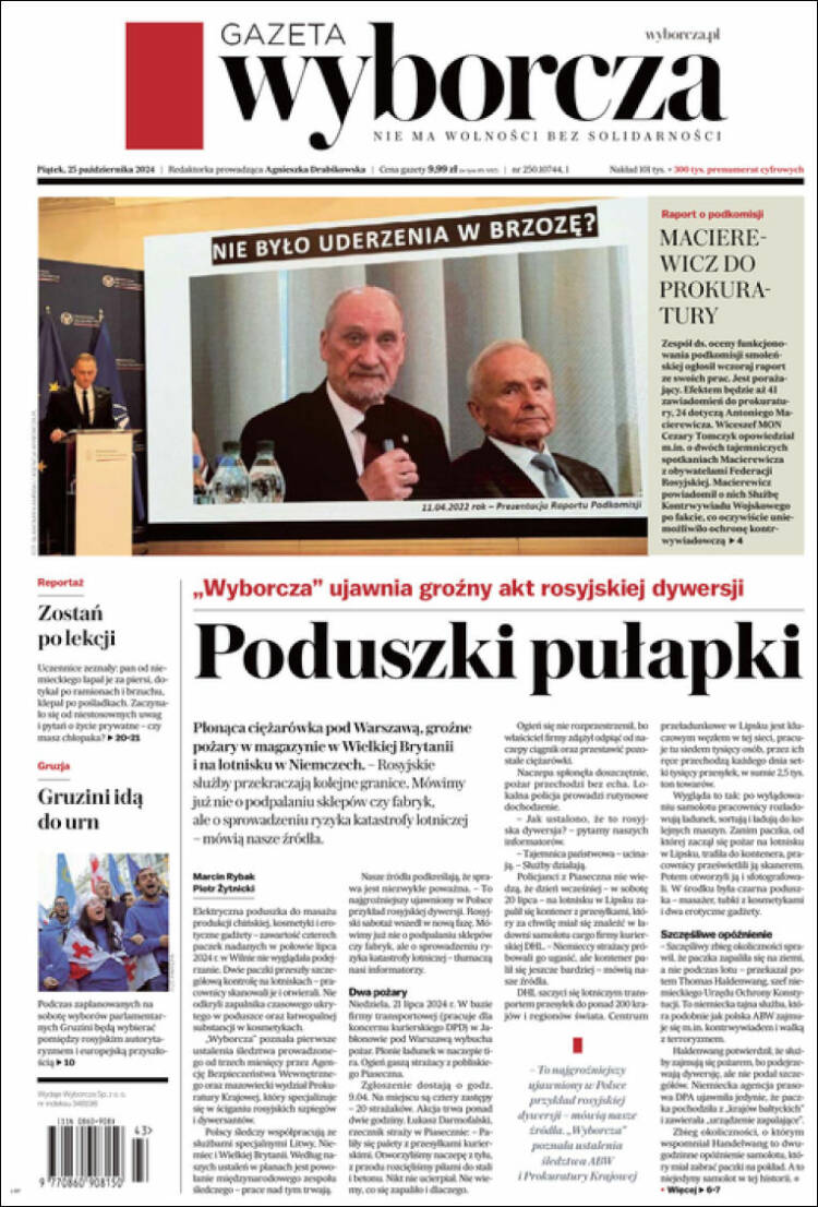Portada de Gazeta Wyborcza (Polonia)