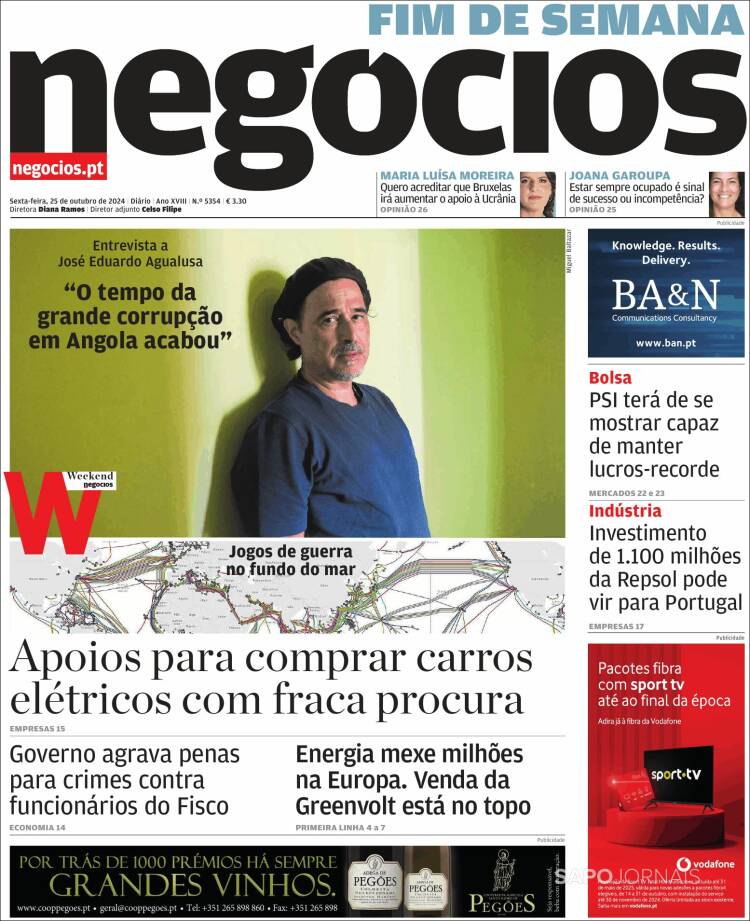 Portada de Jornal de Negócios (Portugal)