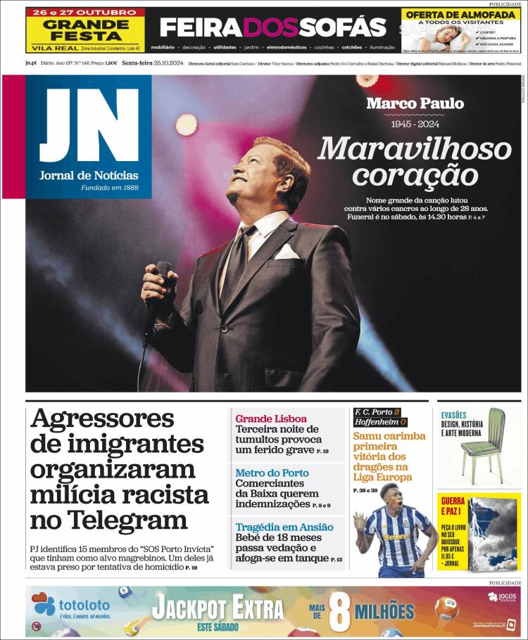 Portada de Jornal de Notícias (Portugal)