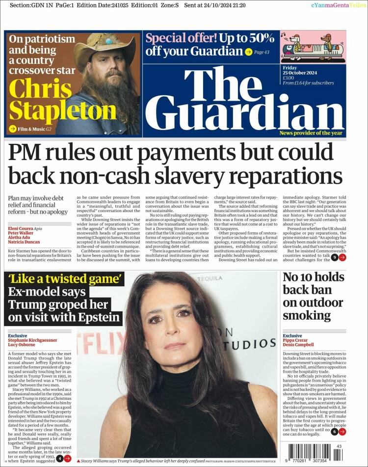 Portada de The Guardian (Reino Unido)