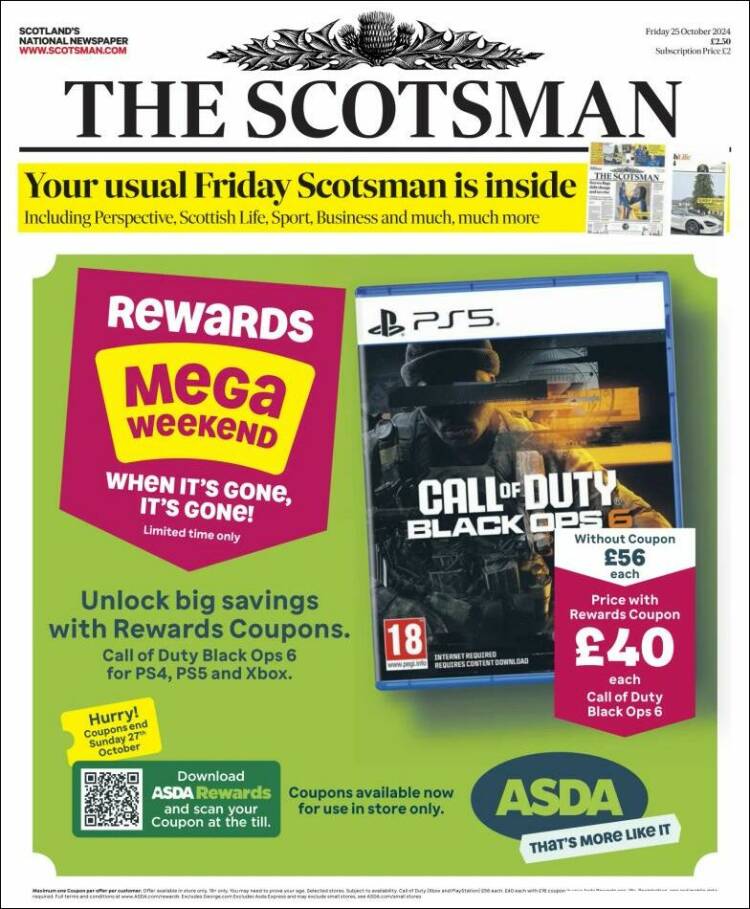 Portada de The Scotsman (Reino Unido)