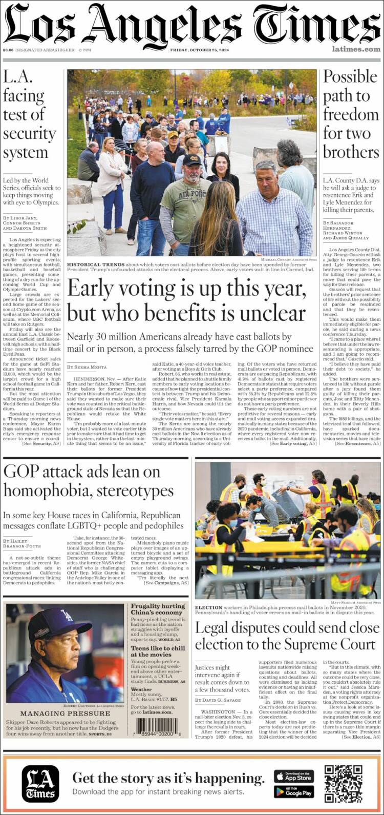 Portada de Los Angeles Times (USA)