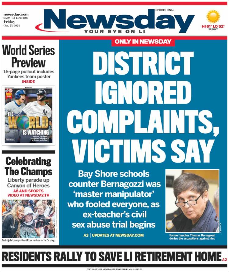 Portada de Newsday (USA)