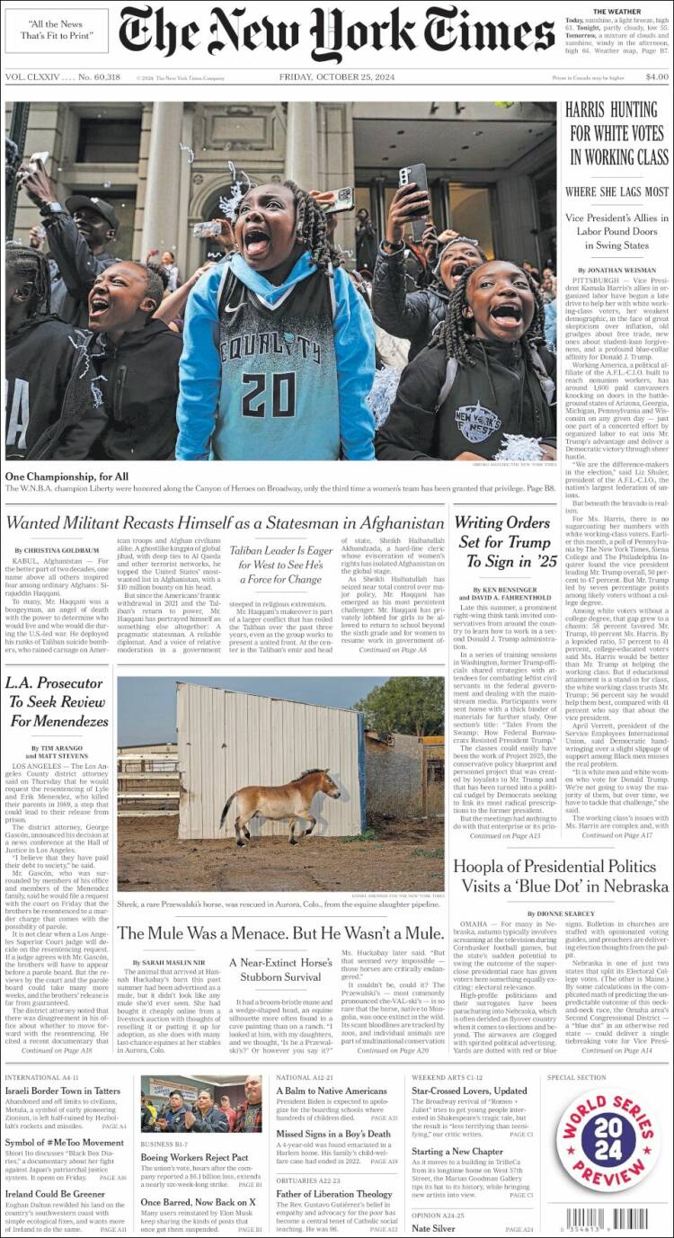 Portada de New York Times (USA)