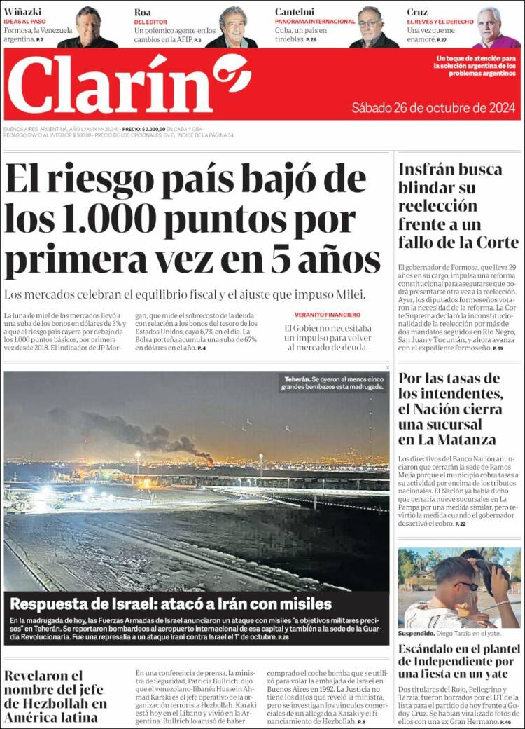 Portada de Clarín (Argentina)