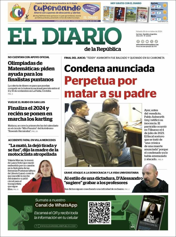 Portada de Diario de la República (Argentina)