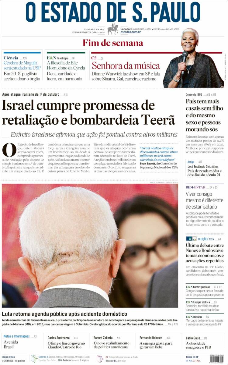 Portada de O Estado de São Paulo (Brasil)