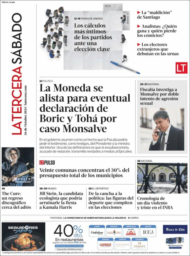 Portada de La Tercera (Chile)