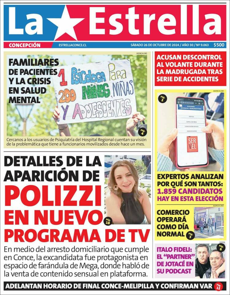 Portada de La Estrella de Concepción (Chile)