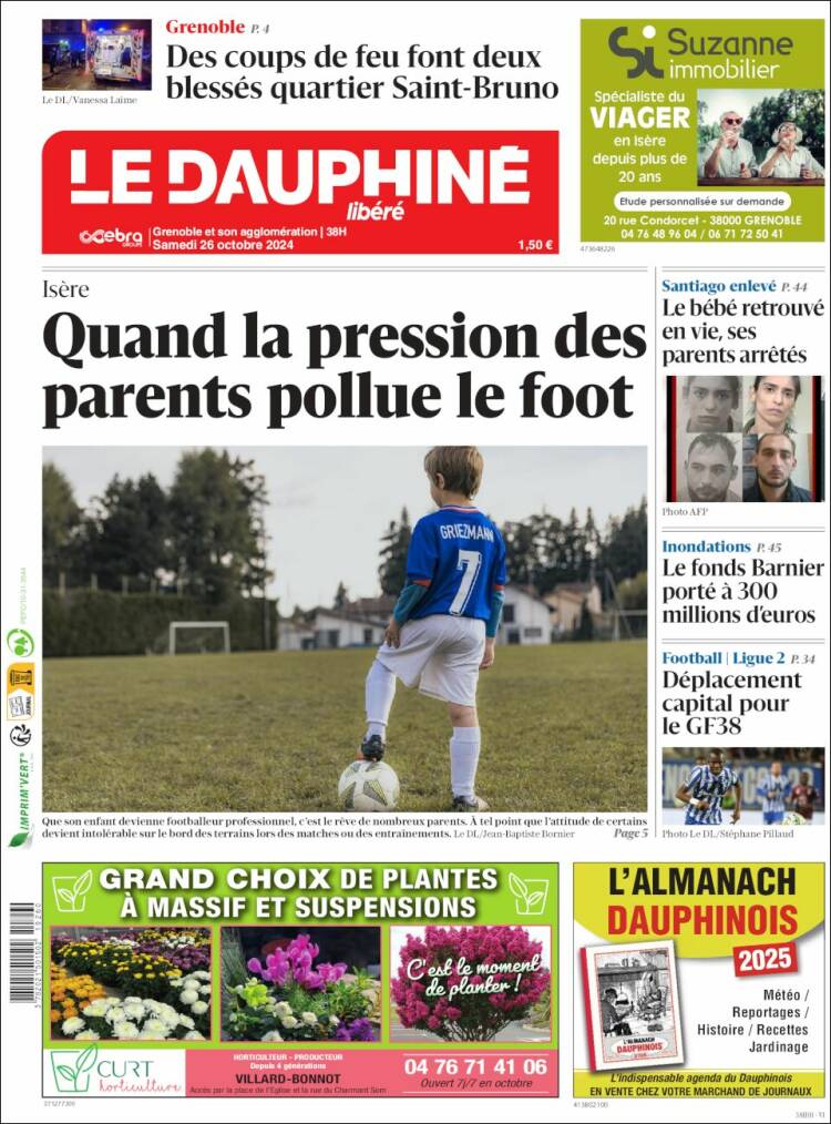 Portada de Le Dauphiné Libéré (Francia)