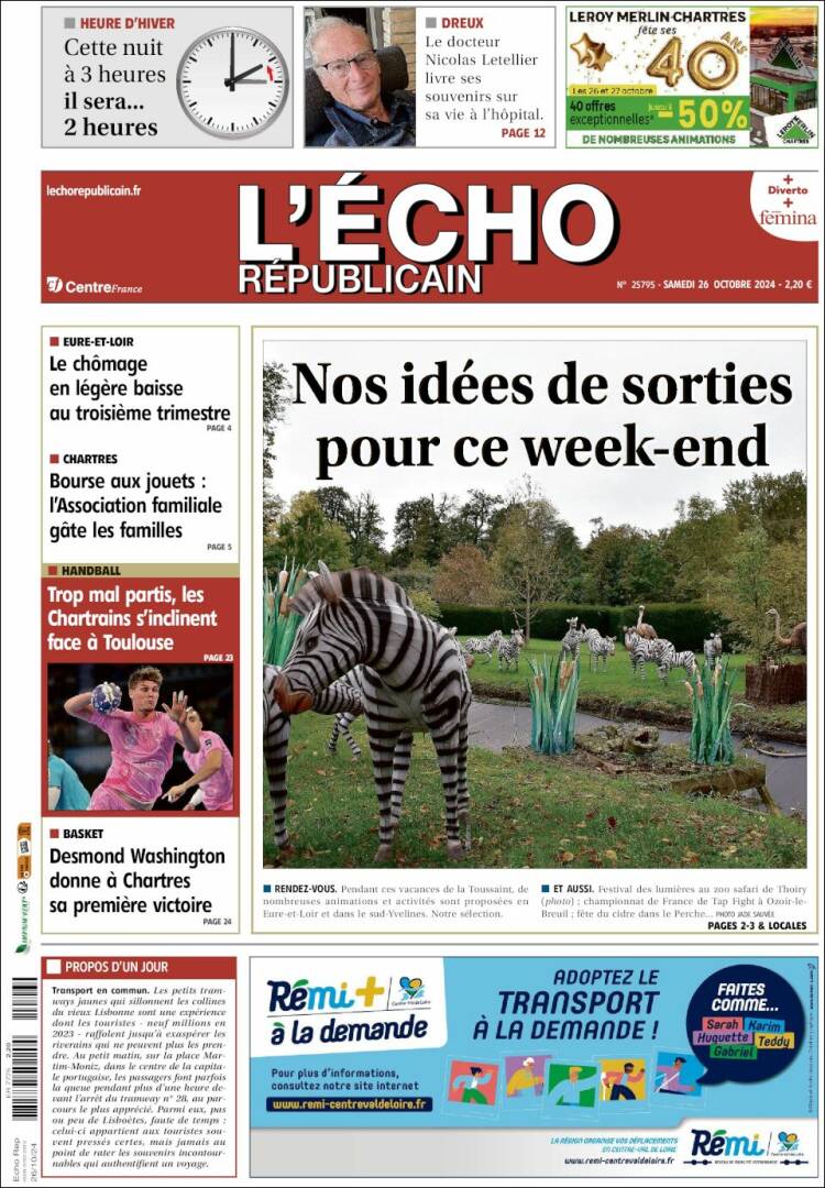 Portada de L'Echo Républicain (Francia)